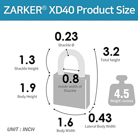 Zarker قفل مركب من زاركر XD40، قفل مكون من 4 أرقام لخزانة الرياضة في صالة الألعاب الرياضية المدرسية، سياج، صندوق أدوات، حقيبة، تخزين بمشبك (عبوة واحدة، أزرق) - Image 3